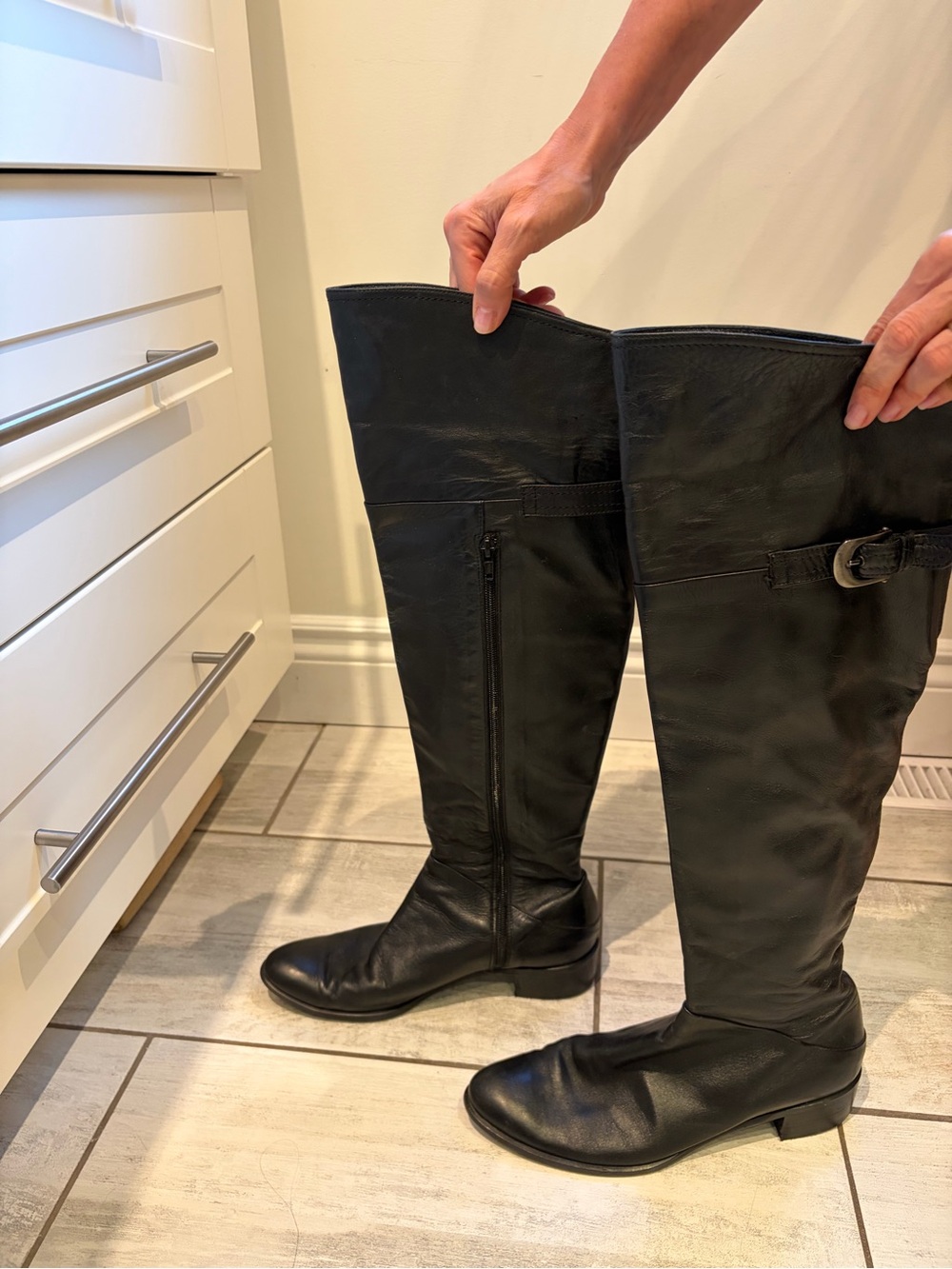 Brown’s Black Over-the-Knee All Leather Boots
